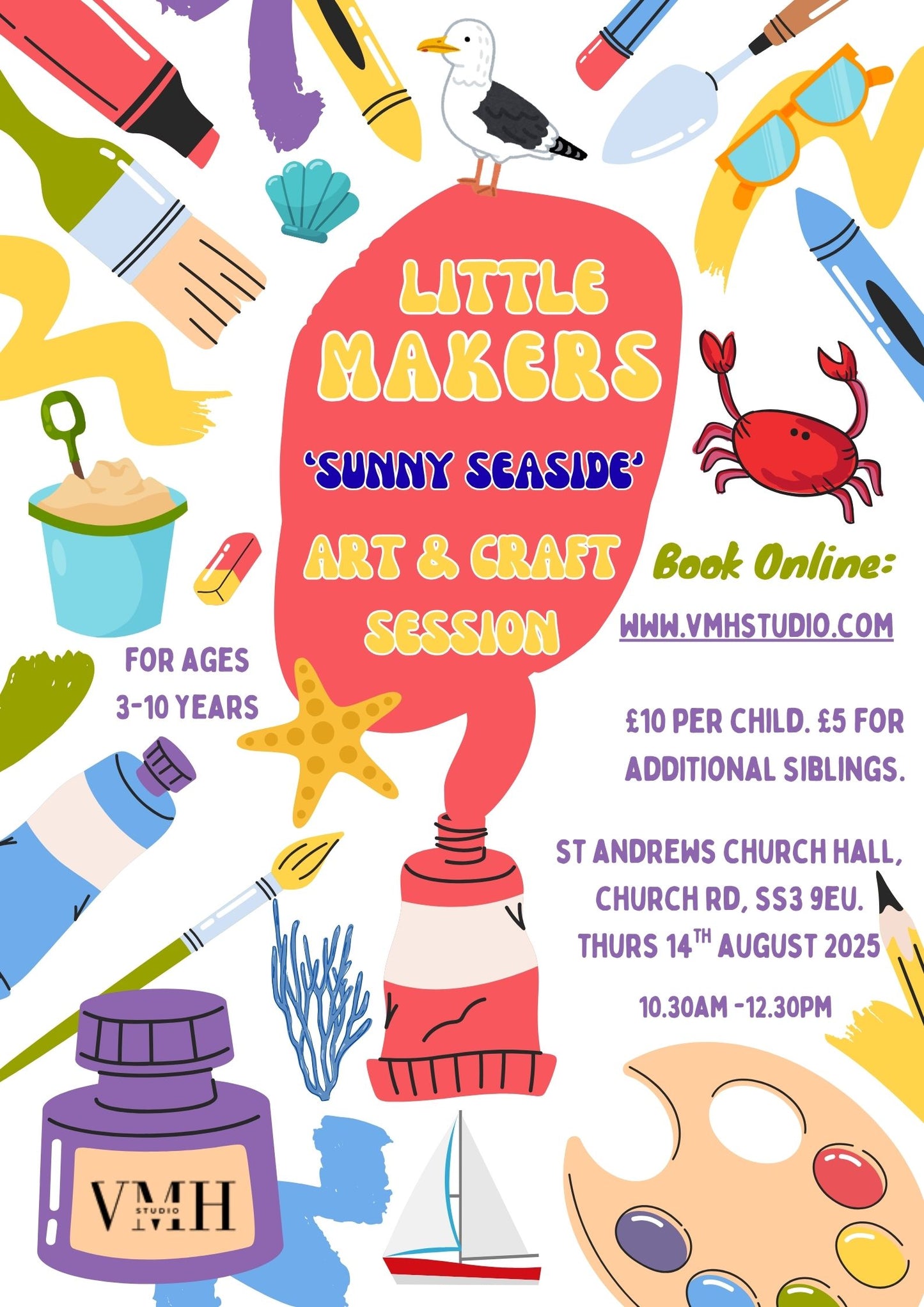 LITTLE MAKERS - FULL PRICED CHILD TICKET - Art and Craft Session. 'Sunny Seaside'