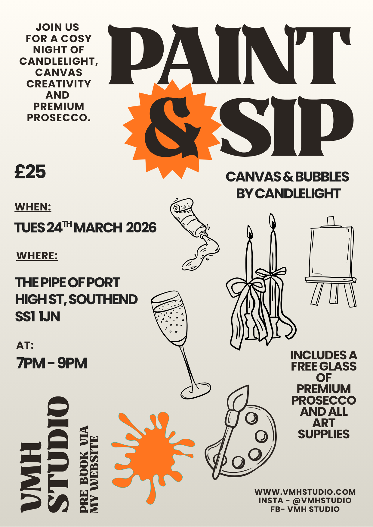 Paint and Sip - Canvas & Bubbles By Candlelight