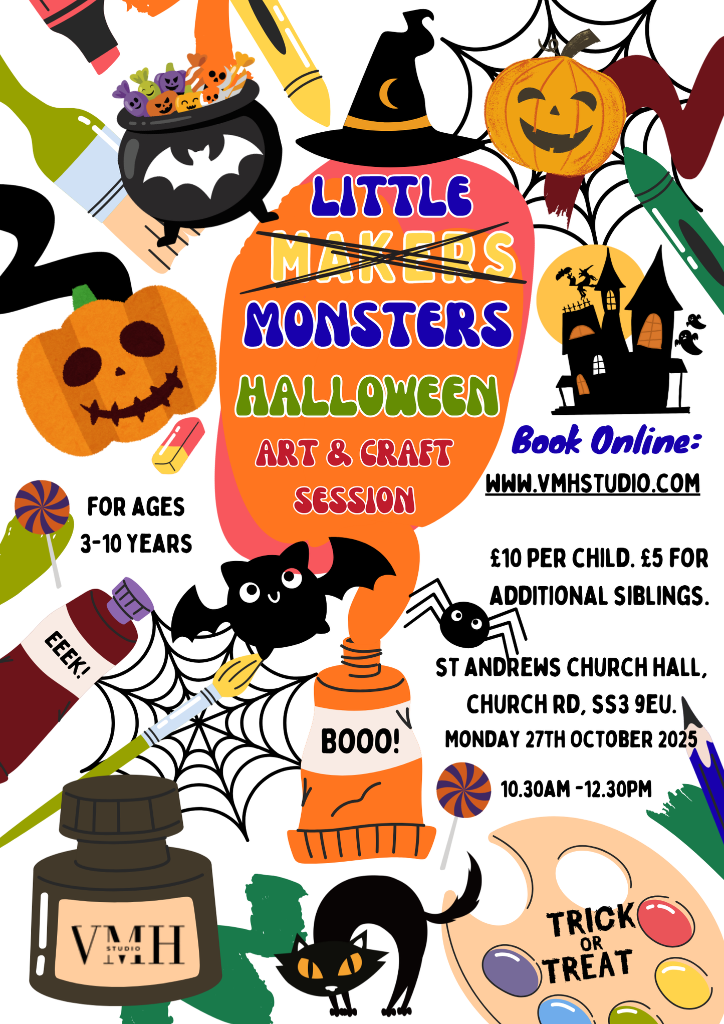 LITTLE MONSTERS - FULL PRICED CHILD TICKET - Halloween Art and Craft Session.
